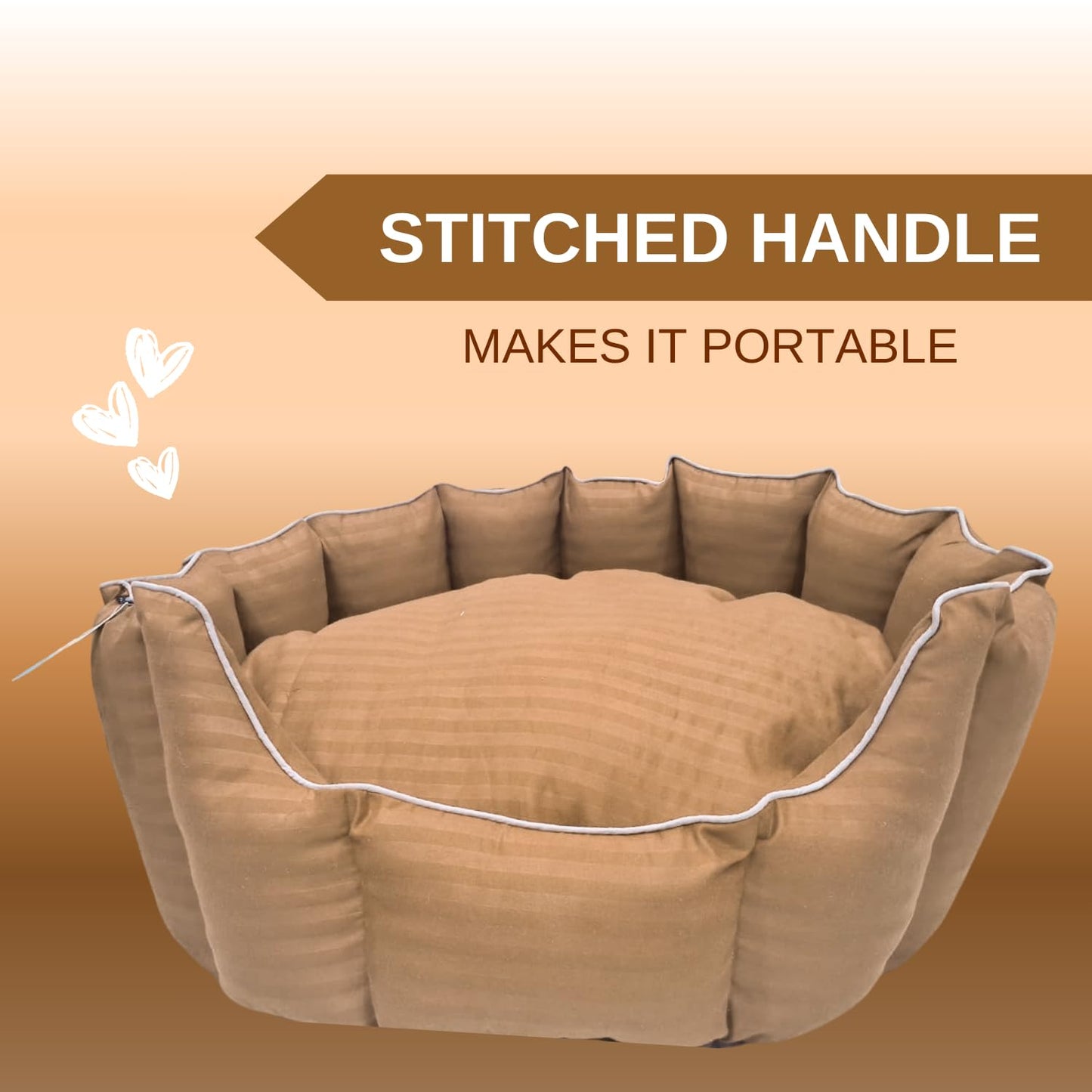 Pets Empire Round Lounger Beds with Pillow for Dogs - Brown