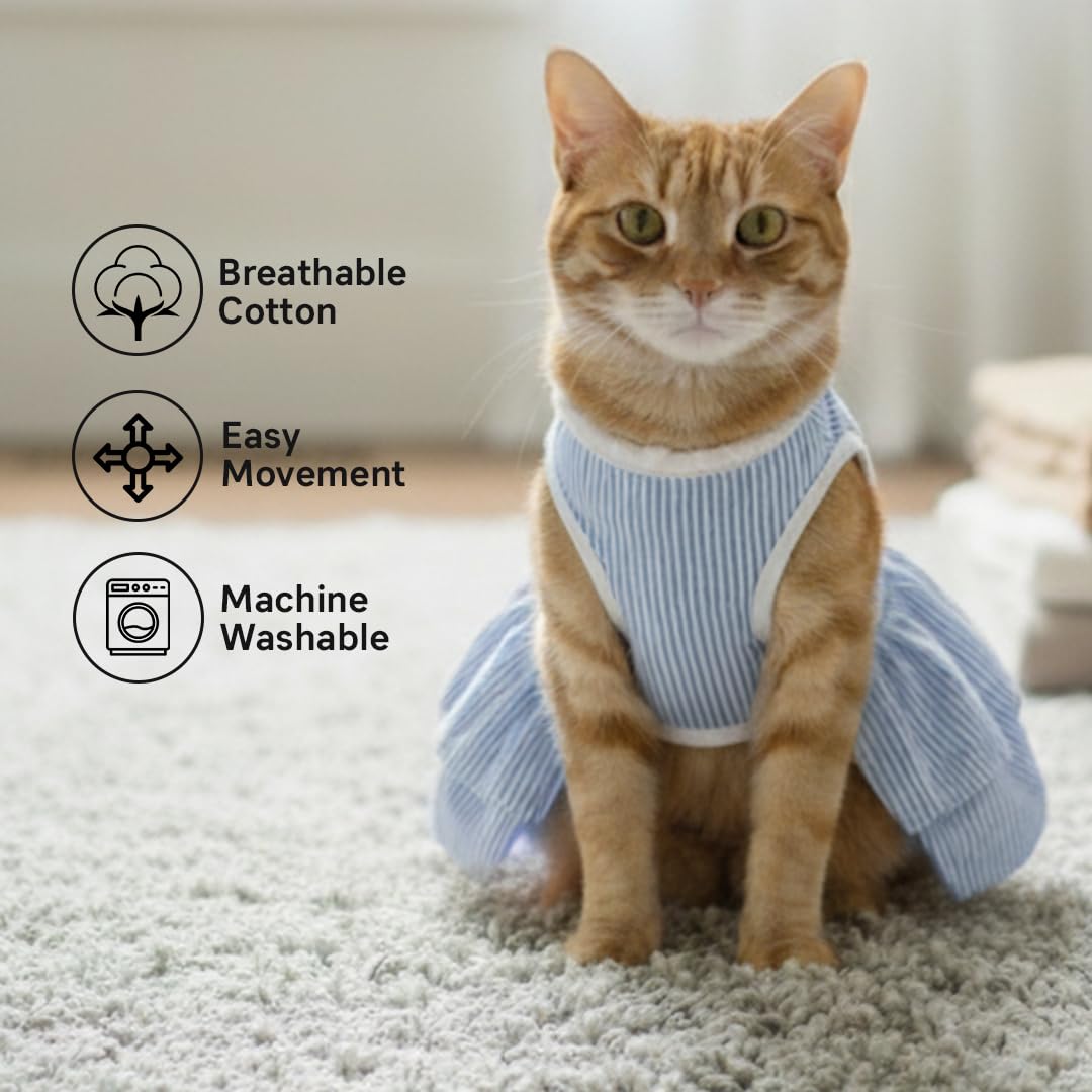 Pets Empire Blue Striped Cat Dress