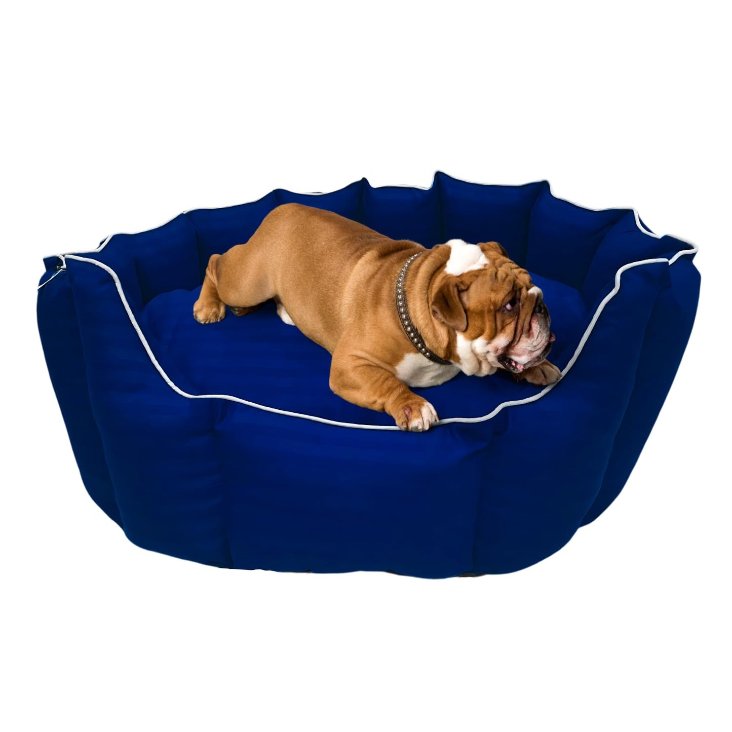 Pets Empire Round Lounger Beds with Pillow for Dogs - Dark Blue