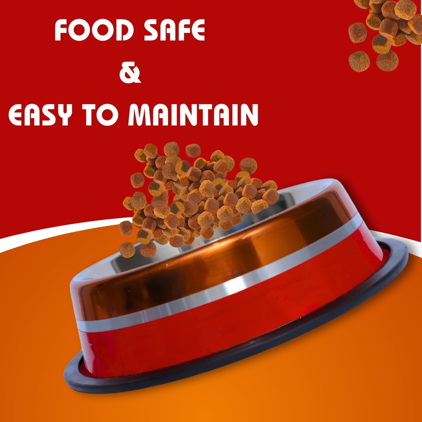 Pets Empire Stainless Steel Pets Bowl (700ml x 2, Orange & Red)