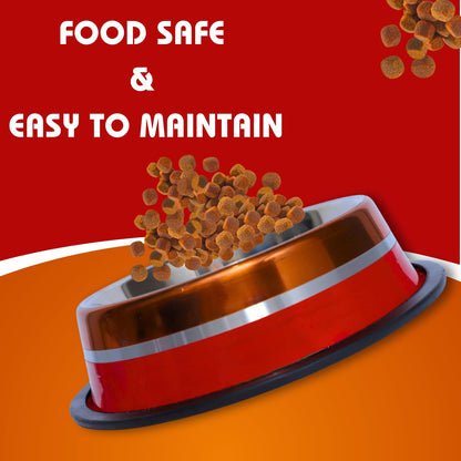 Pets Empire Stainless Steel Pets Bowl (700ml x 2, Orange & Red)