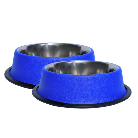 Pets Empire Stainless Steel Pets Bowl (700ml x 2, Blue Met)