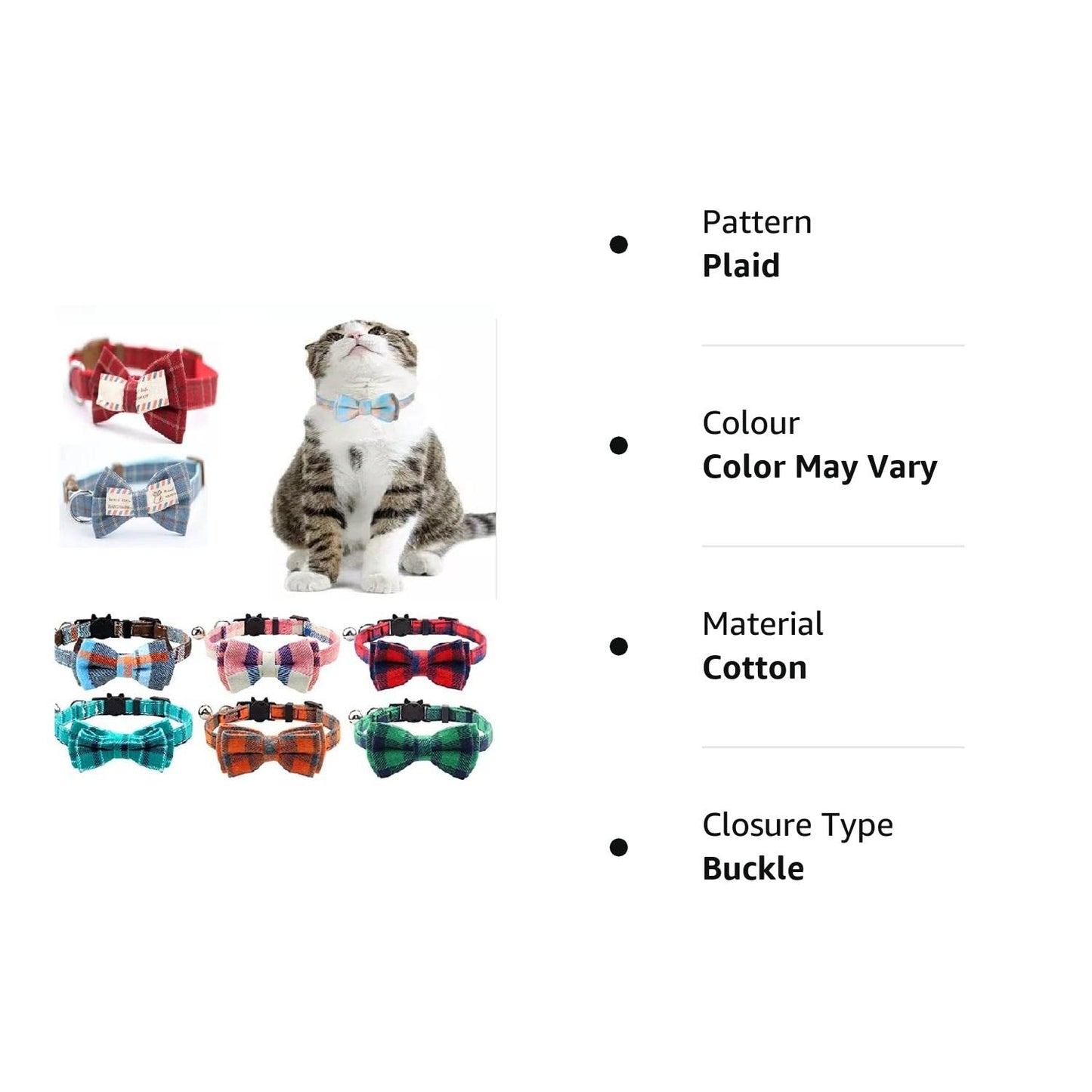 Pets Empire Breakaway Cat Collar with Bow Tie and Bell,  Color May Vary (Pack of 2)