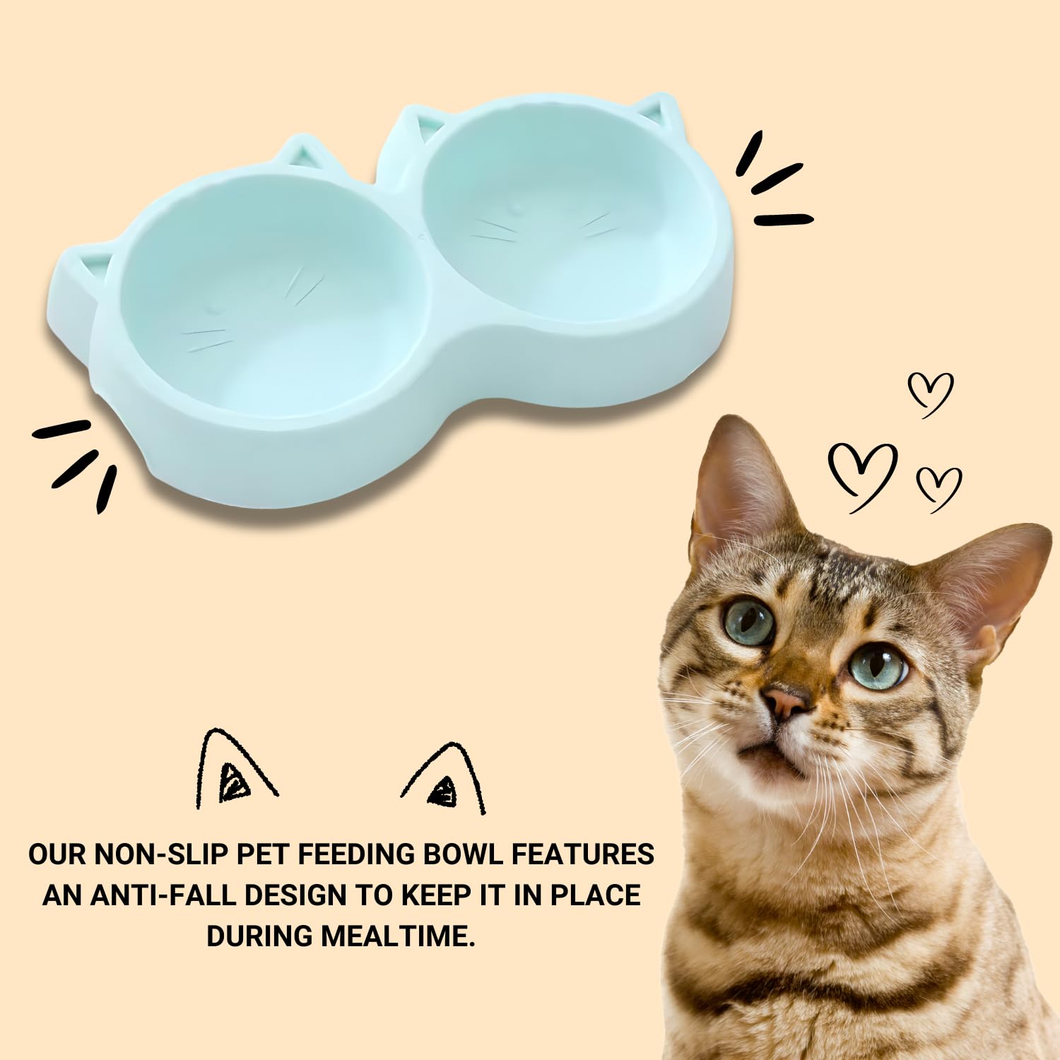 Pets Empire 2-in-1 Feeding Plastic Cat Face bowl (400ml)