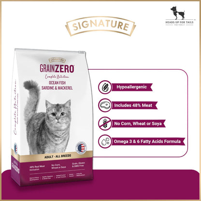 Signature Grain Zero Ocean Fish, Sardine and Mackerel Adult Cat Dry Food
