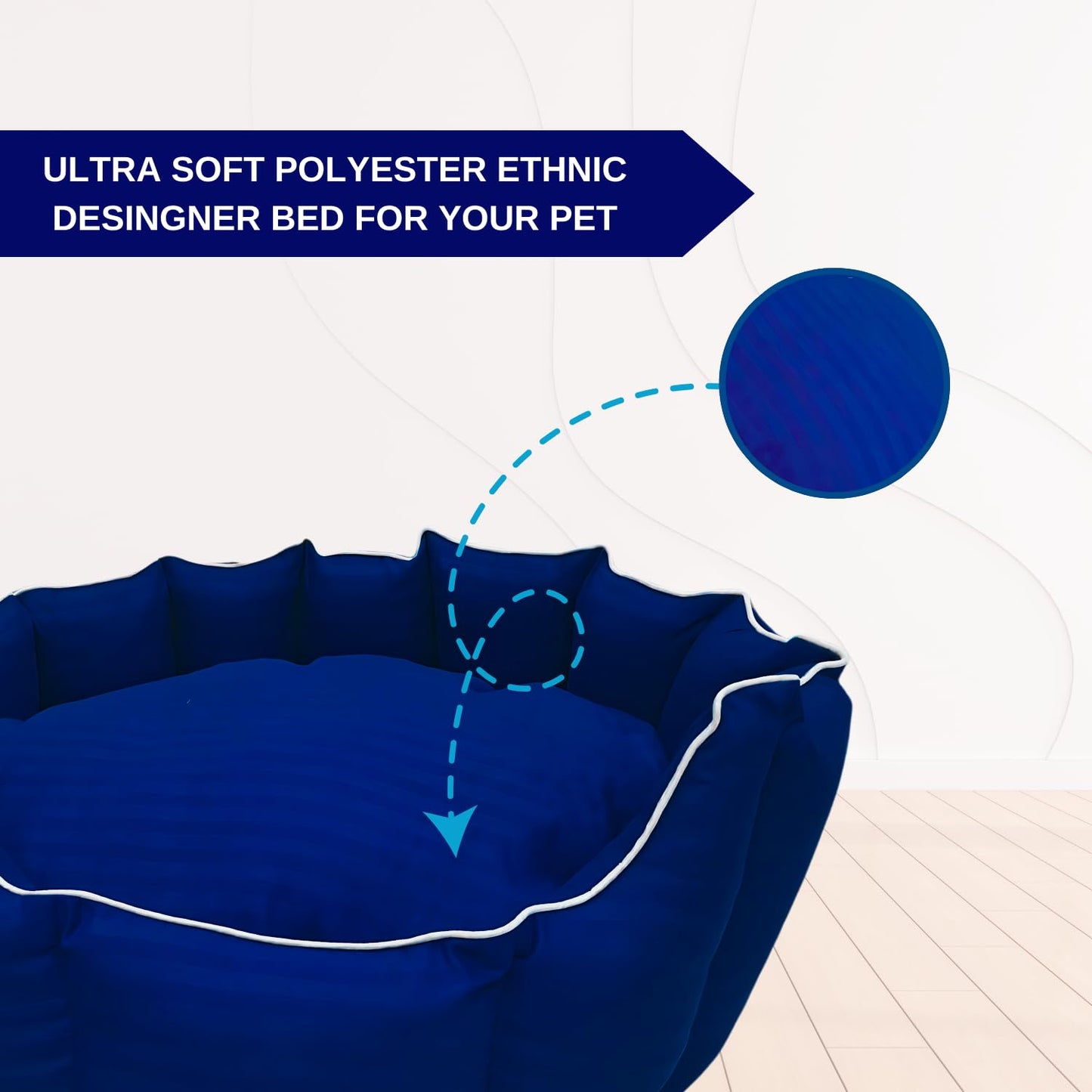 Pets Empire Round Lounger Beds with Pillow for Dogs - Dark Blue