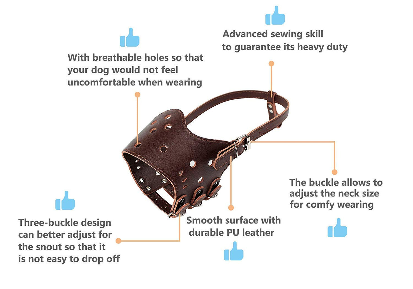 Pets Empire Pet Adjustable Dog Muzzle  Leather 1 Piece