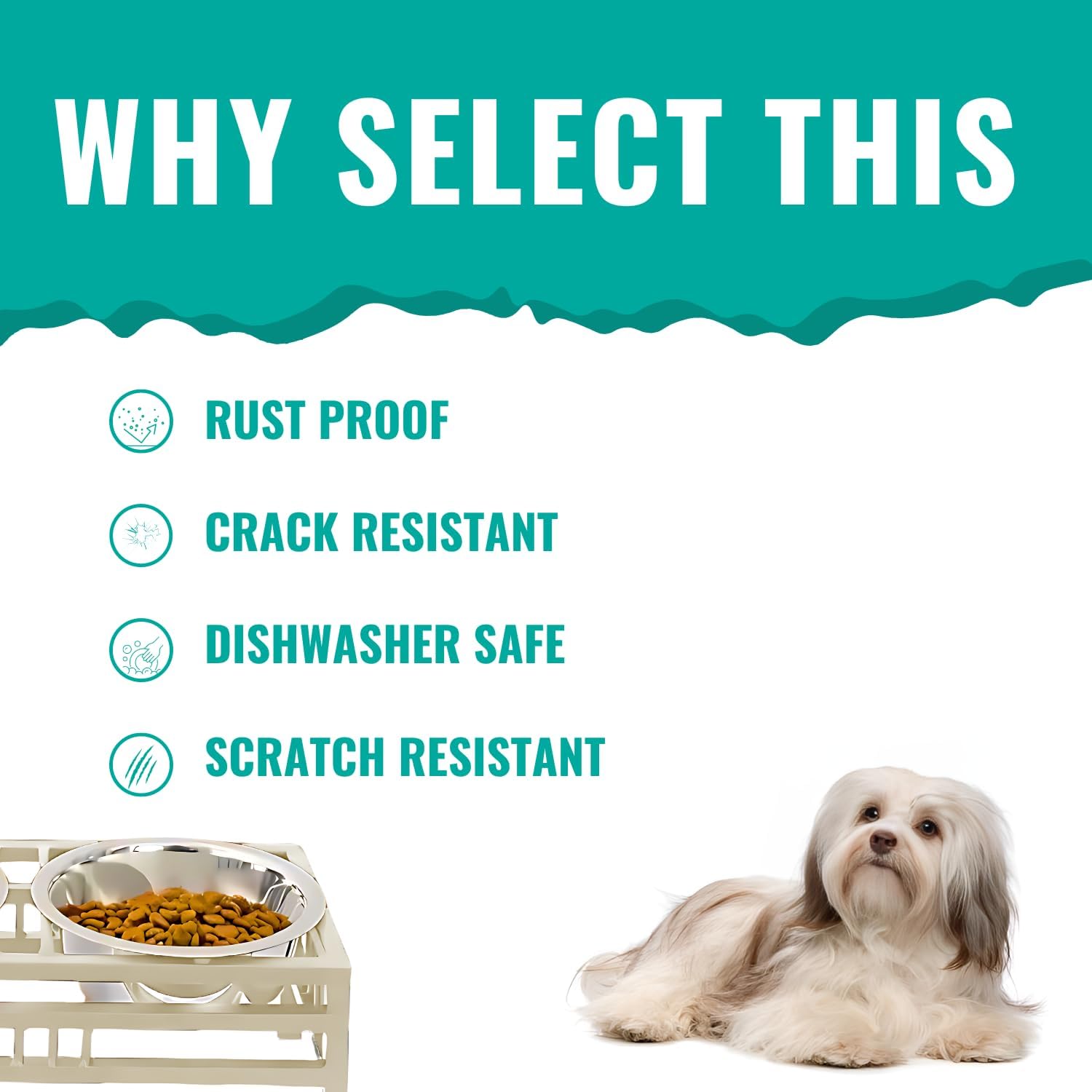 Pets Empire Stainless Steel Food & Water Bowls with Iron Stand (Cream Color)