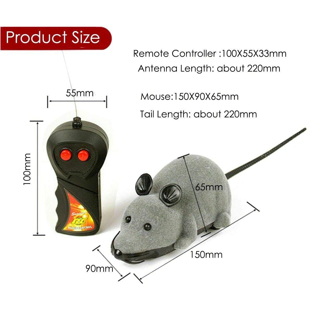 PETS EMPIRE Wireless Remote Control Rat Mouse Toy for Cats and Dogs