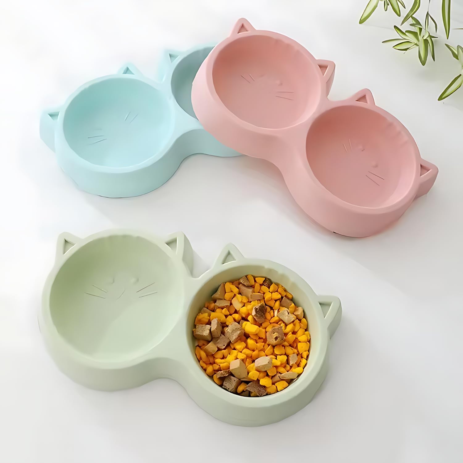 Pets Empire 2-in-1 Feeding Plastic Cat Face bowl (400ml)