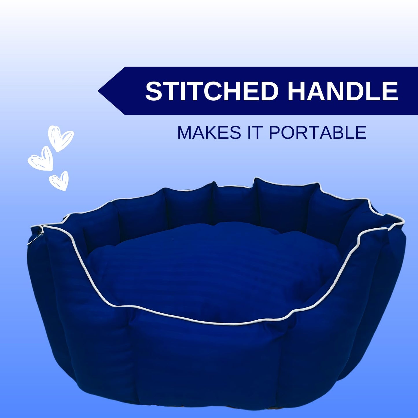 Pets Empire Round Lounger Beds with Pillow for Dogs - Dark Blue