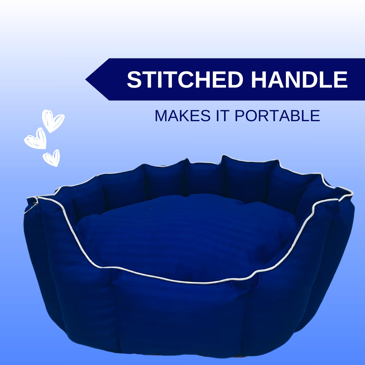 Pets Empire Round Lounger Beds with Pillow for Dogs - Dark Blue