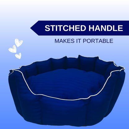 Pets Empire Round Lounger Beds with Pillow for Dogs - Dark Blue