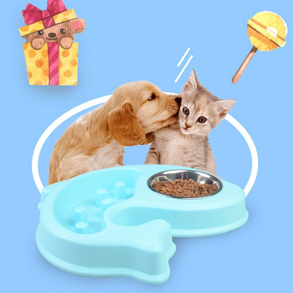 Pets Empire Fish Shape Dual Bowl Pet Feeder – 300ml