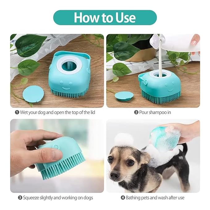 Pets Empire Double Sided Brush Silicone Bath Brush Combo