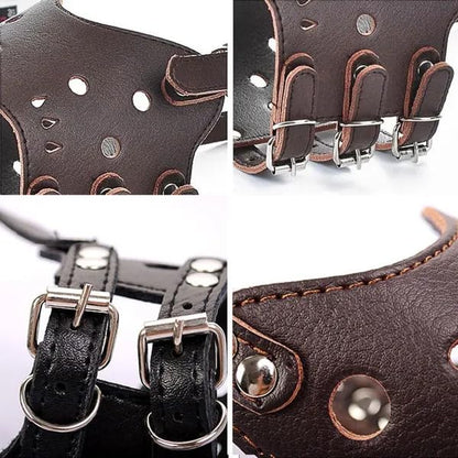 Pets Empire Pet Adjustable Dog Muzzle  Leather 1 Piece