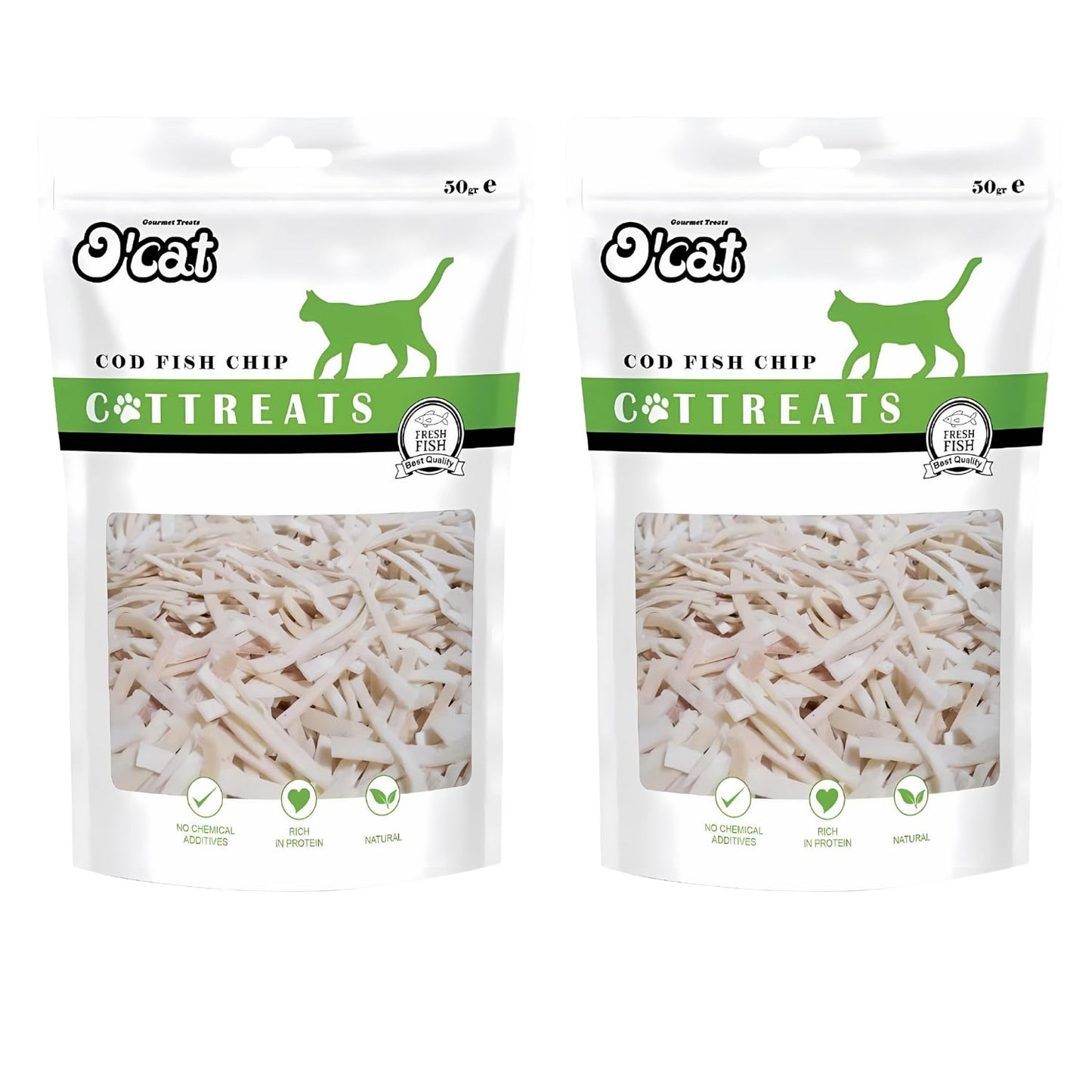O'cat Dental & Training Cat Treats  (CodFish Chip) Pack of 2 x 50g