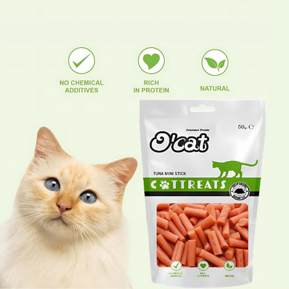 O'Cat Combo of Chicken & Broccoli Thin Chips with Tuna Mini Stick Snacks 50g
