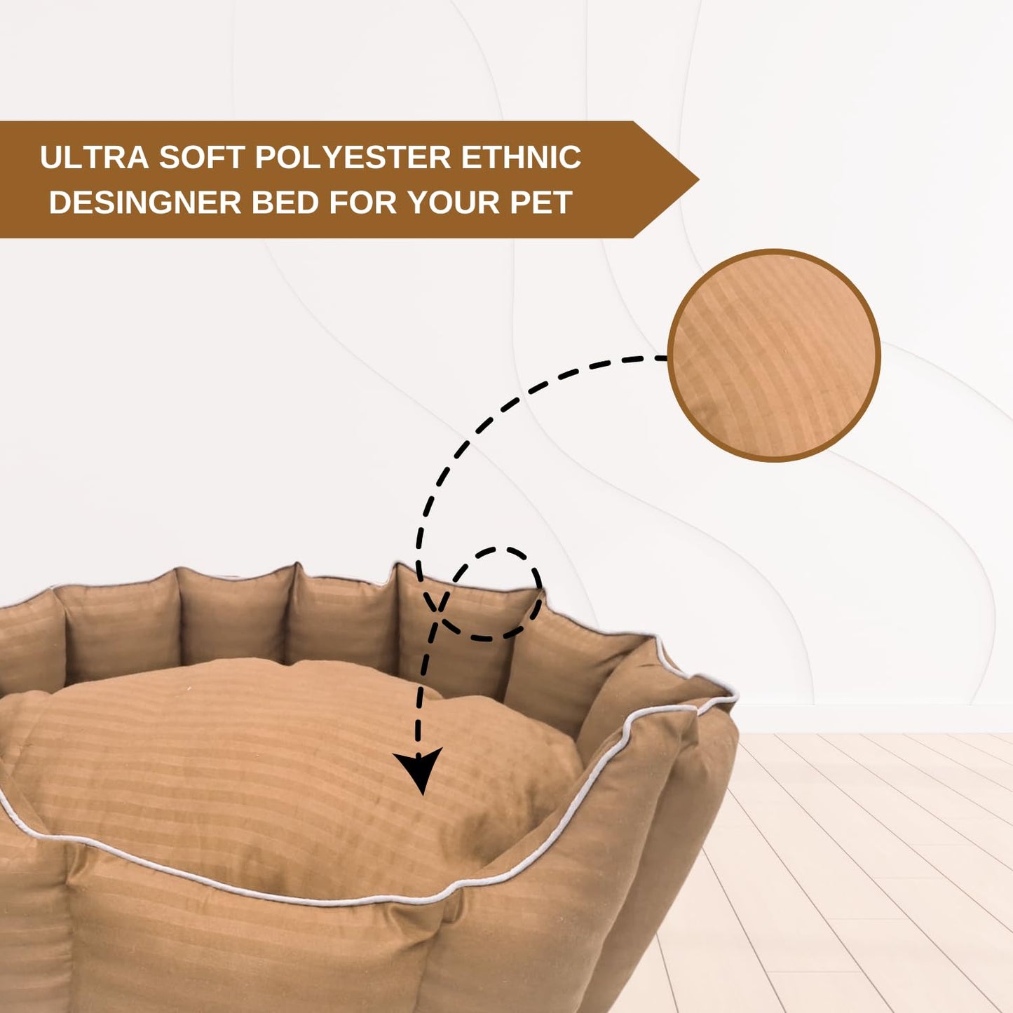 Pets Empire Round Lounger Beds with Pillow for Dogs - Brown