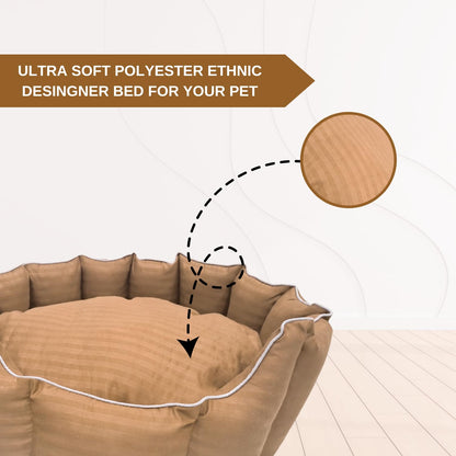 Pets Empire Round Lounger Beds with Pillow for Dogs - Brown