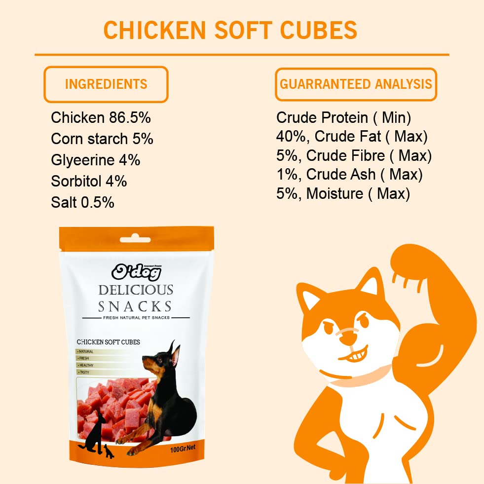 O'Dog Chicken Soft Cubes (100)gms- Pack of 2