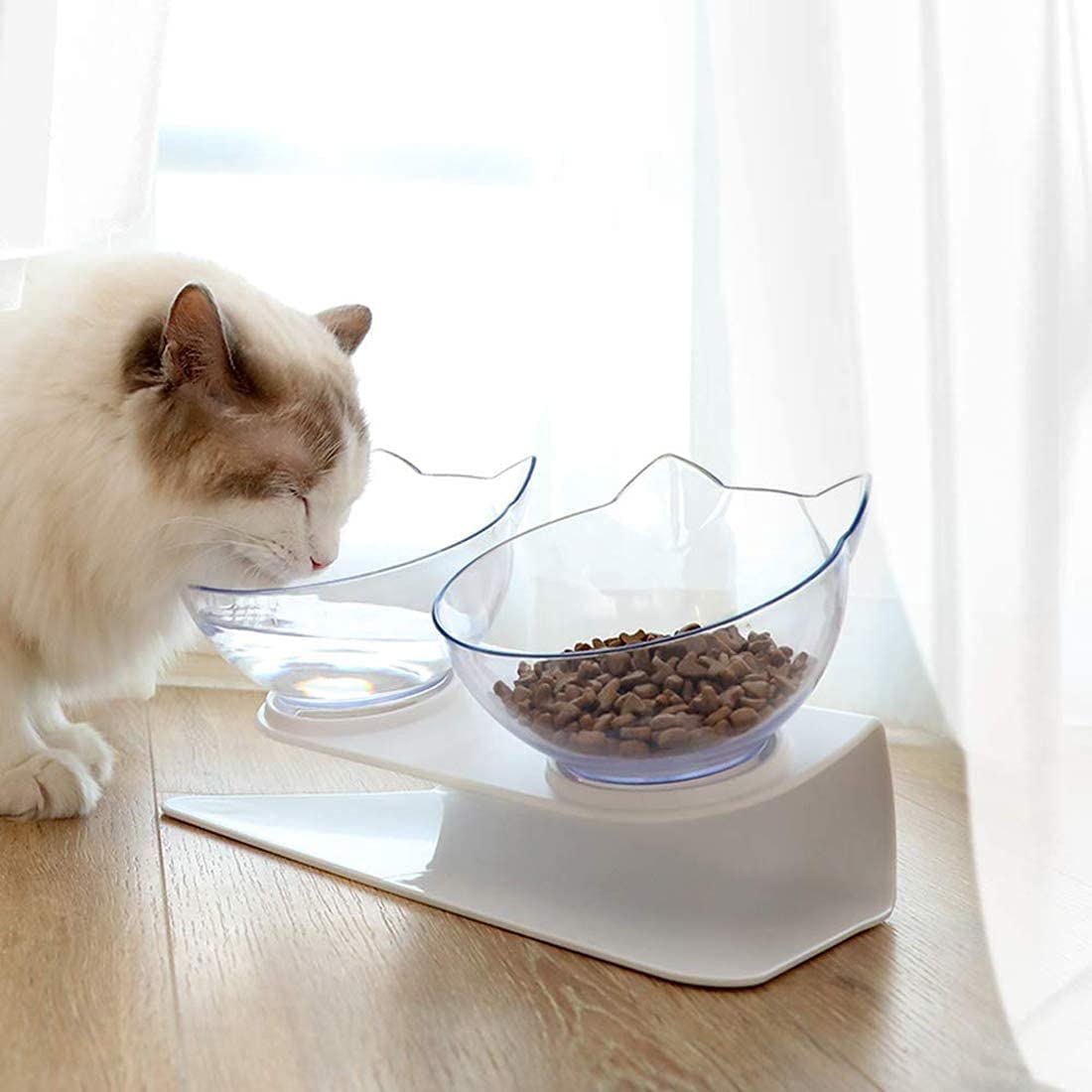 Pets Empire Inclined Dual Food Water Bowl – Cats Small Dogs