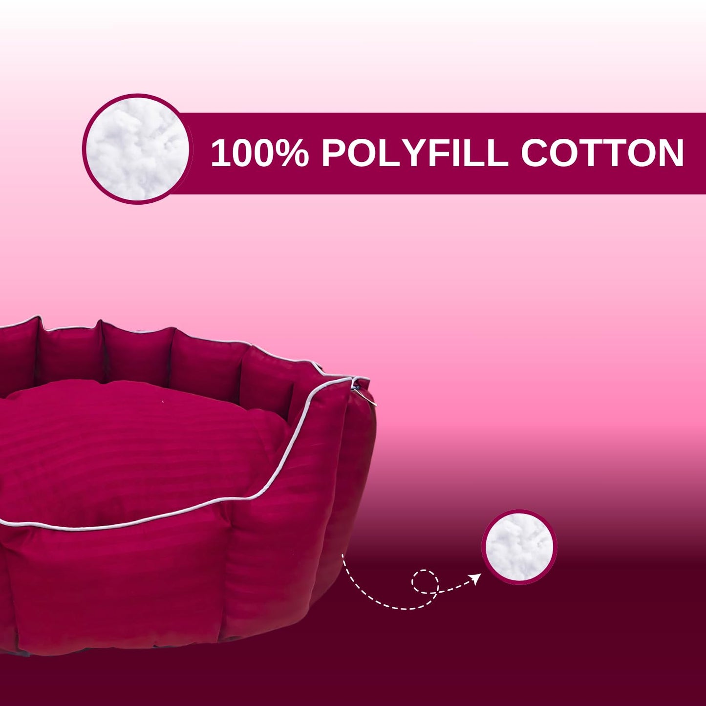PETS EMPIRE Round Lounger Beds with Pillow for Dogs - Maroon