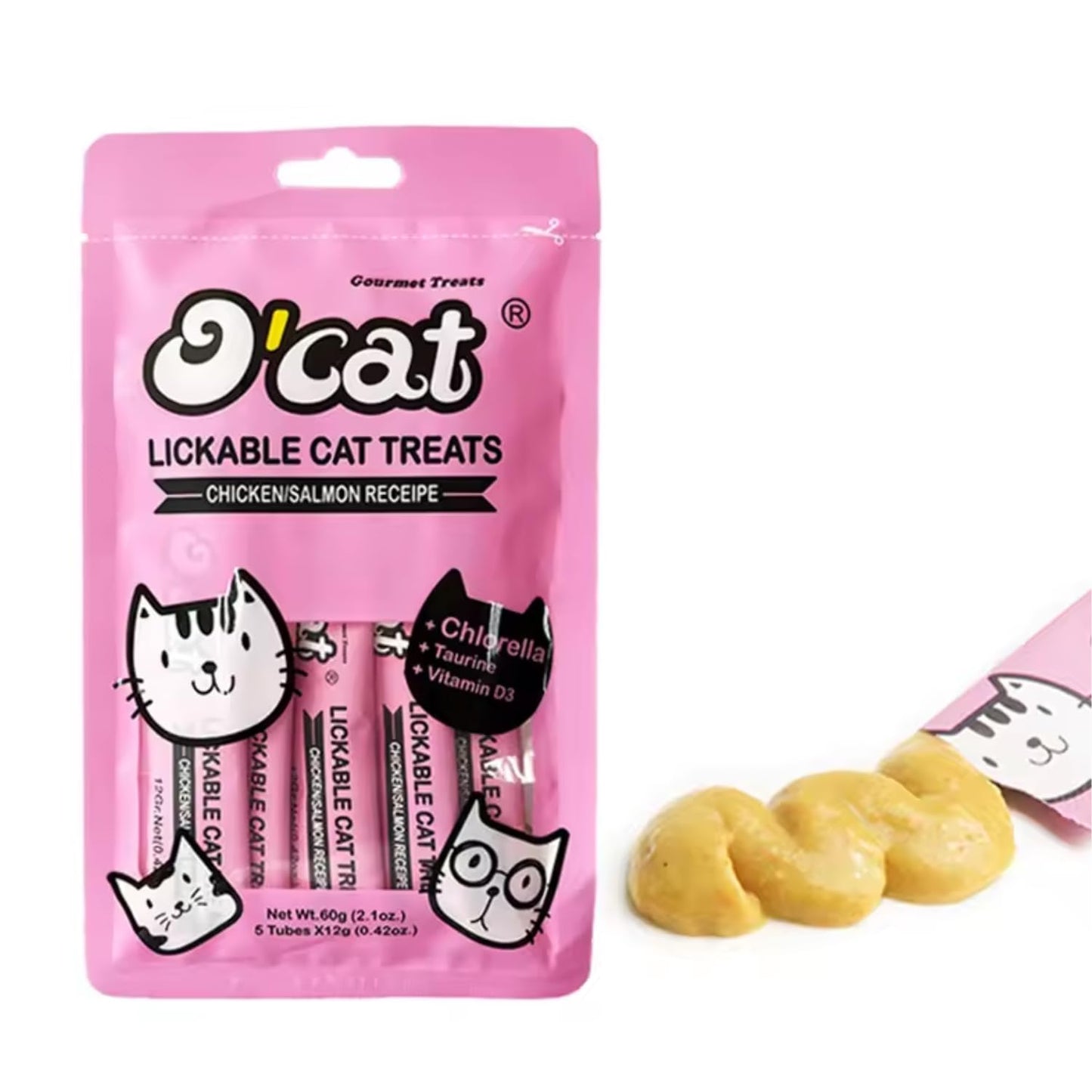 O'Cat Lickable Cat Treat Made with Real Chicken & Salmon