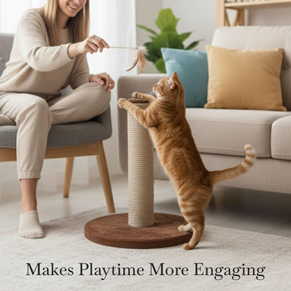 PETS EMPIRE Wooden Cat Scratching Post with Sisal Rope