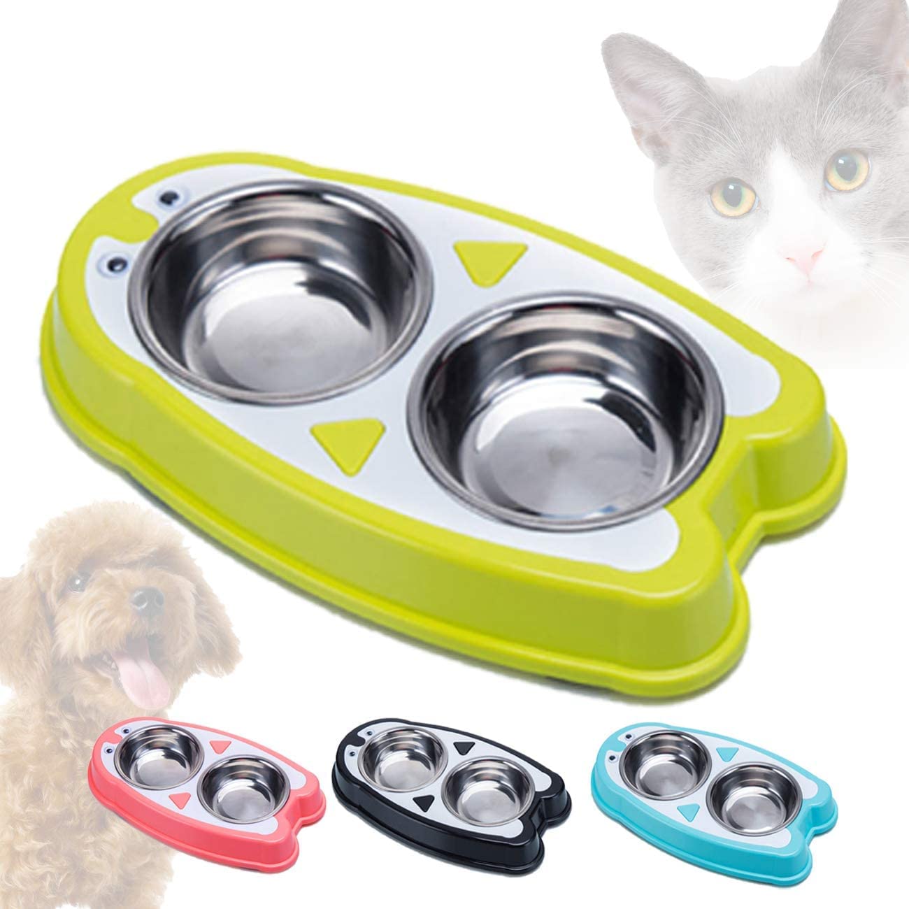 Pets Empire 2 in 1 Cute Funky Design Non Skid Plastic Diner  (2 x 150ml) Color May Vary