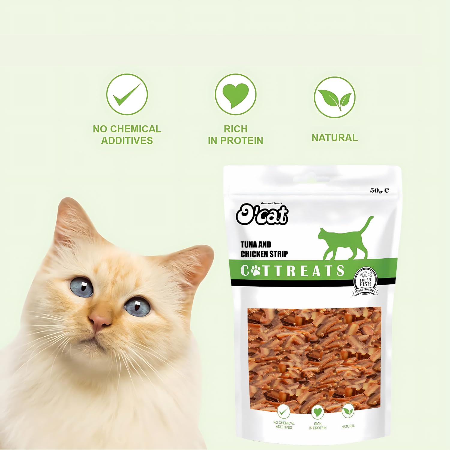 O'cat Dental & Training Cat Treats  (Tuna & Chicken) Pack of 2 x 50g