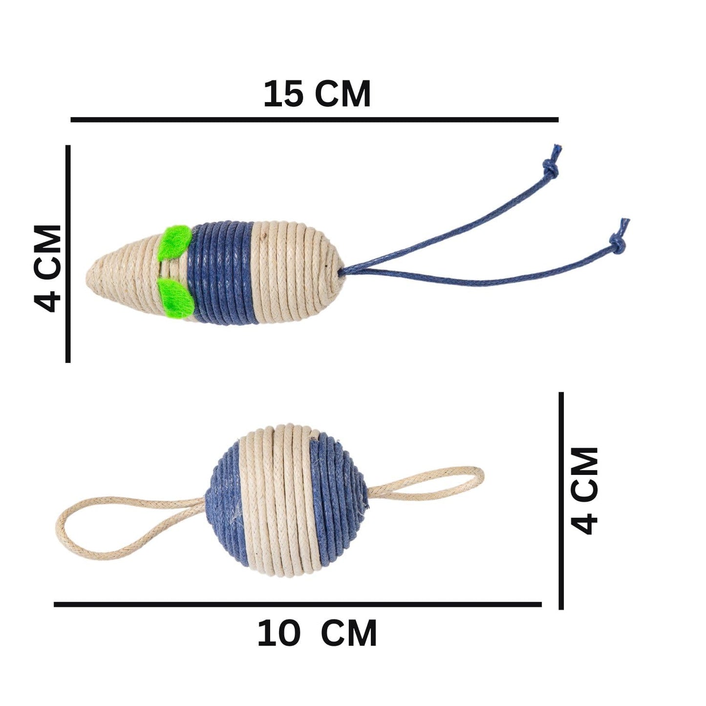 PETS EMPIRE Mouse & Ball Jute Cat Toy Combo for Playful Pouncing Pack of 2