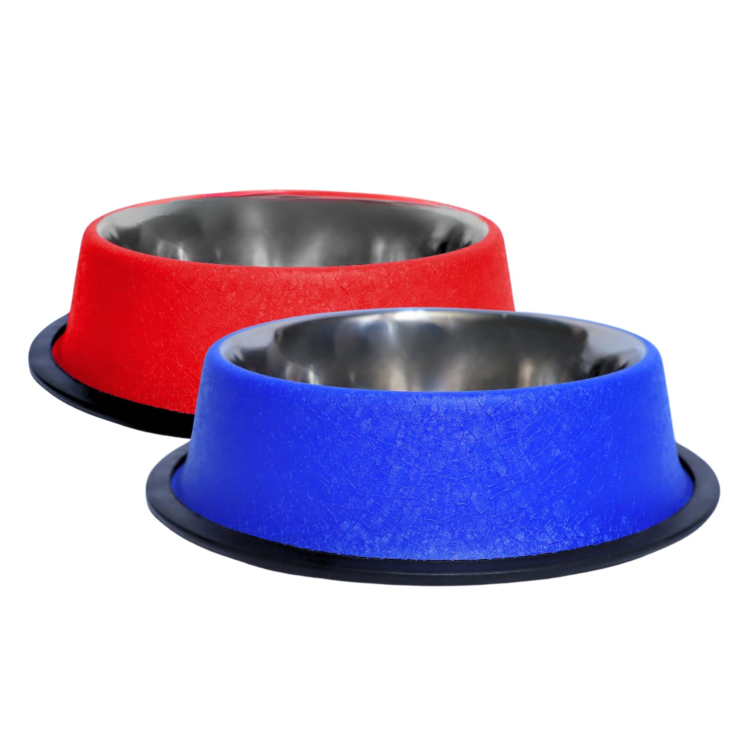 Pets Empire Stainless Steel Pets Bowl (700ml x 2, Blue & Red)