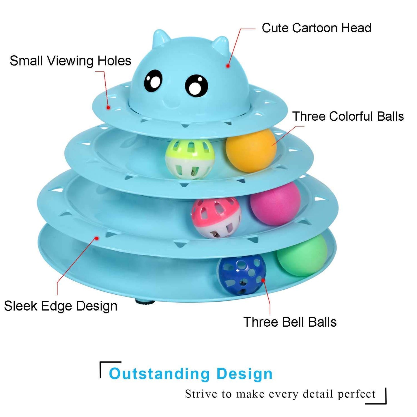 Pets Empire Cat Toy Roller, 3 Level Towers with Six Colorful Ball