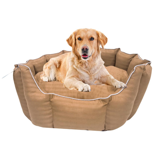 Pets Empire Round Lounger Beds with Pillow for Dogs - Brown