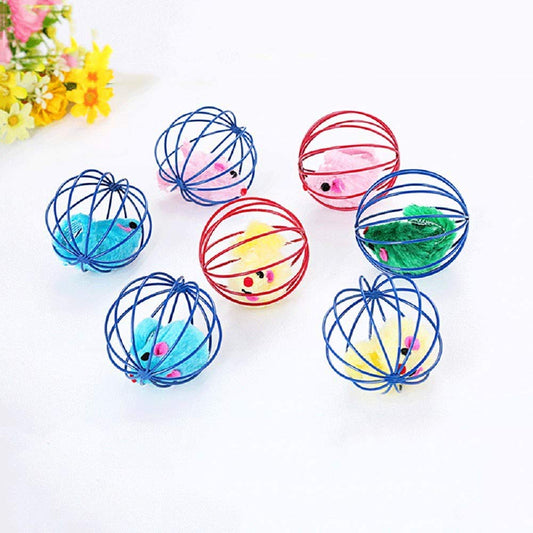PETS EMPIRE  Cat Fun Ball  Playing Catch Toy (Pack of 2) Color May Vary