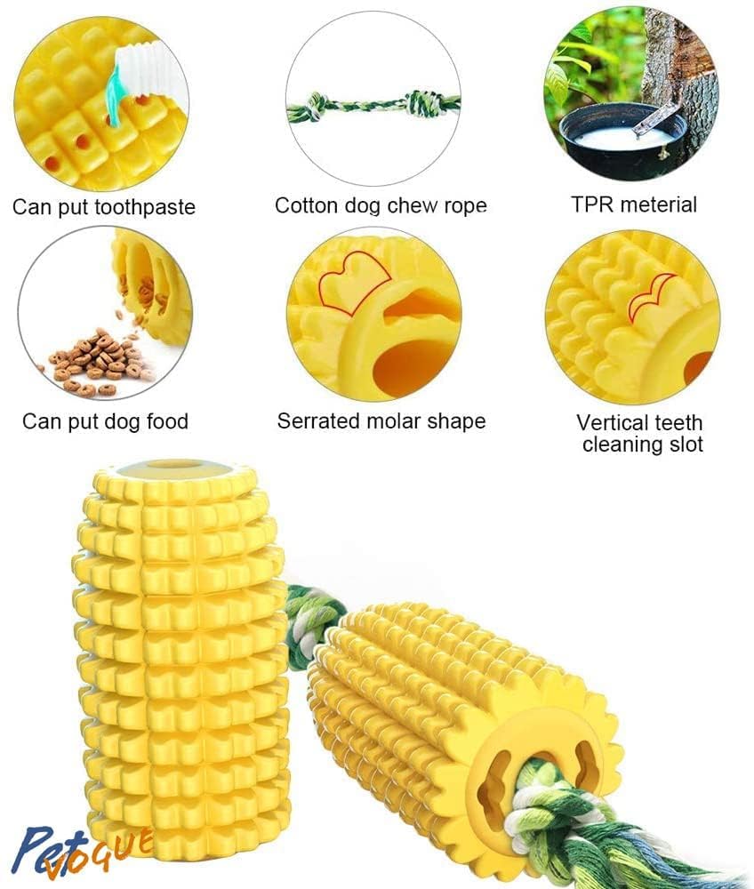 PETS EMPIRE Corn Shape Rubber Teething Chew Toy for Dogs
