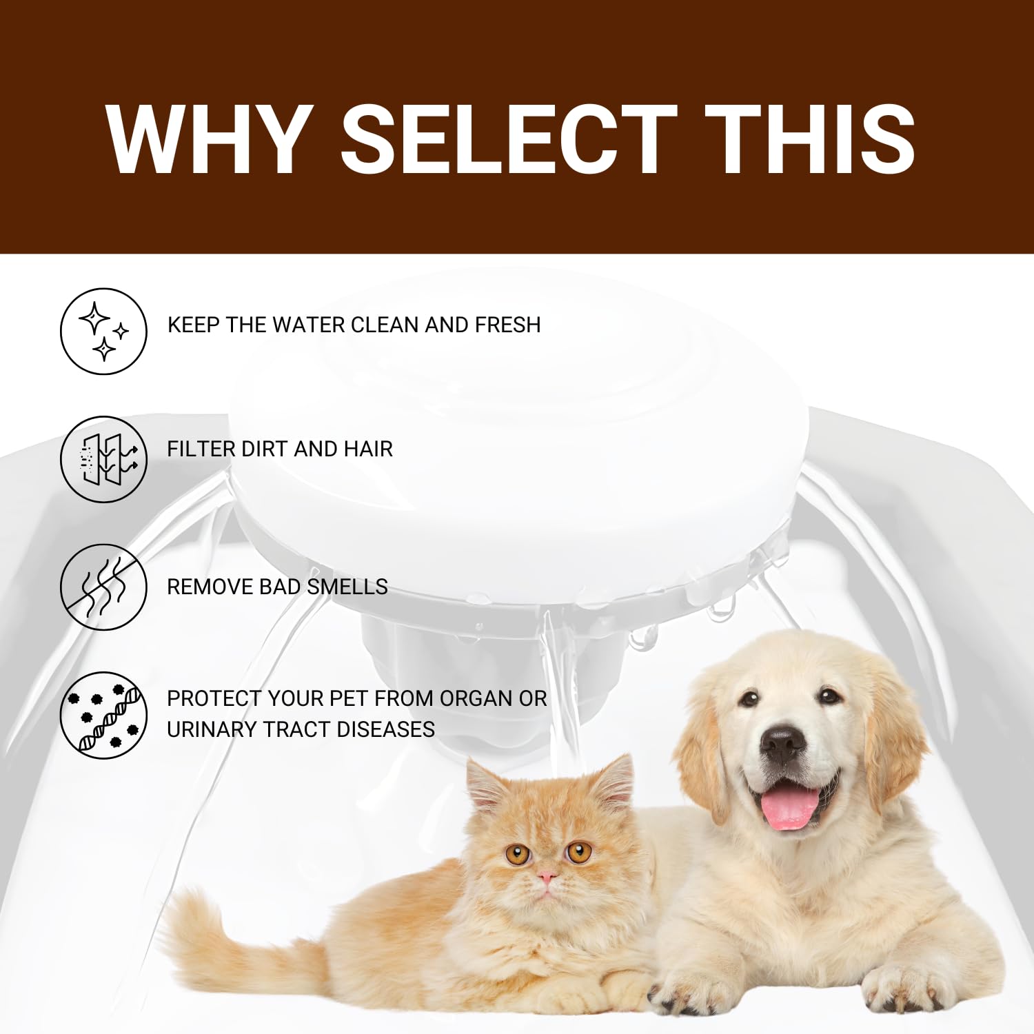 Pets Empire 2.5L Automatic Pet Water Fountain for Cats & Small Dogs | USB Powered