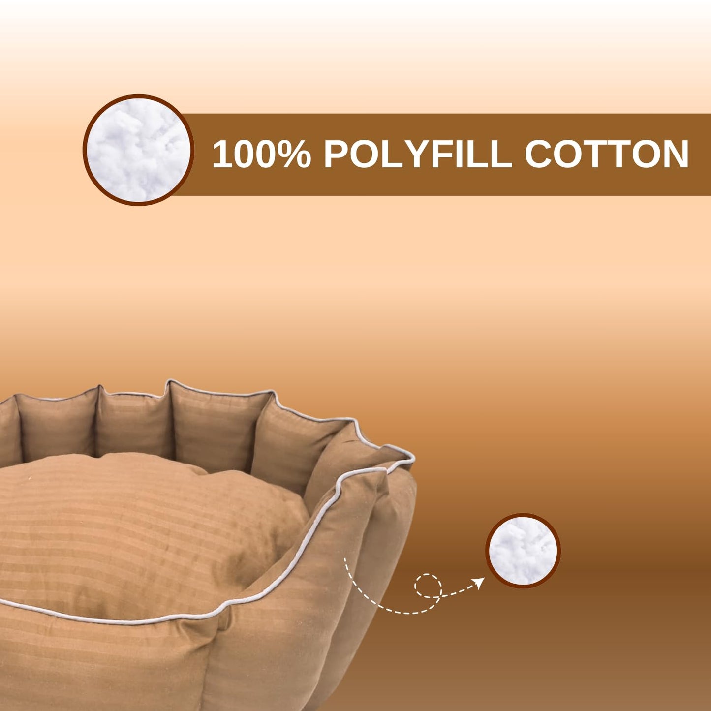Pets Empire Round Lounger Beds with Pillow for Dogs - Brown