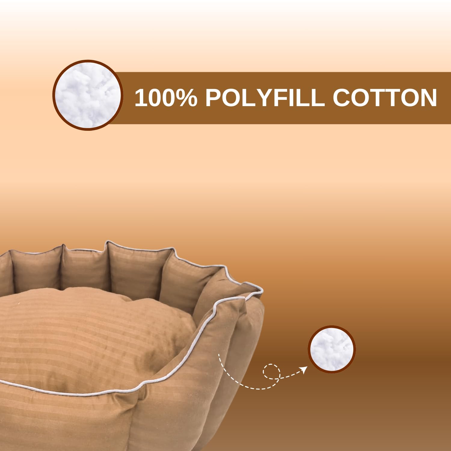 Pets Empire Round Lounger Beds with Pillow for Dogs - Brown