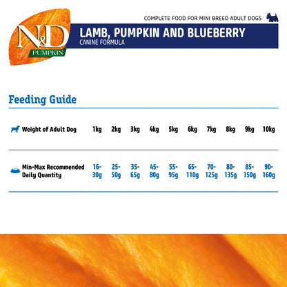 Farmina N&D Pumpkin Lamb & Blueberry Grain Free Mini Adult Dry Dog Food