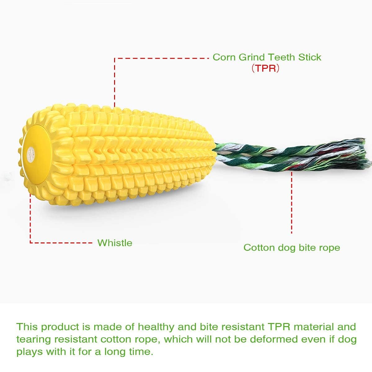 PETS EMPIRE Corn Shape Rubber Teething Chew Toy for Dogs