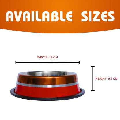 Pets Empire Stainless Steel Pets Bowl (700ml x 2, Orange & Red)