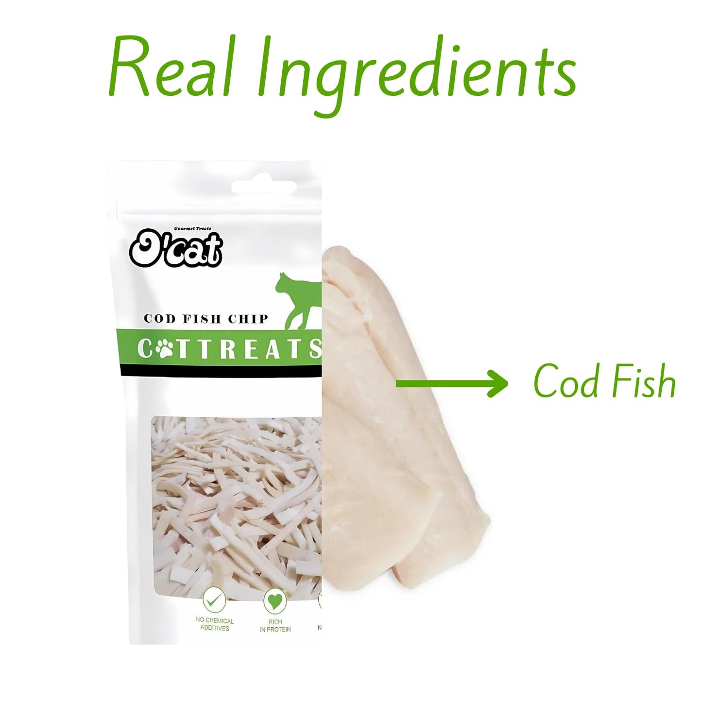 O'cat Dental & Training Cat Treats  (CodFish Chip) Pack of 2 x 50g