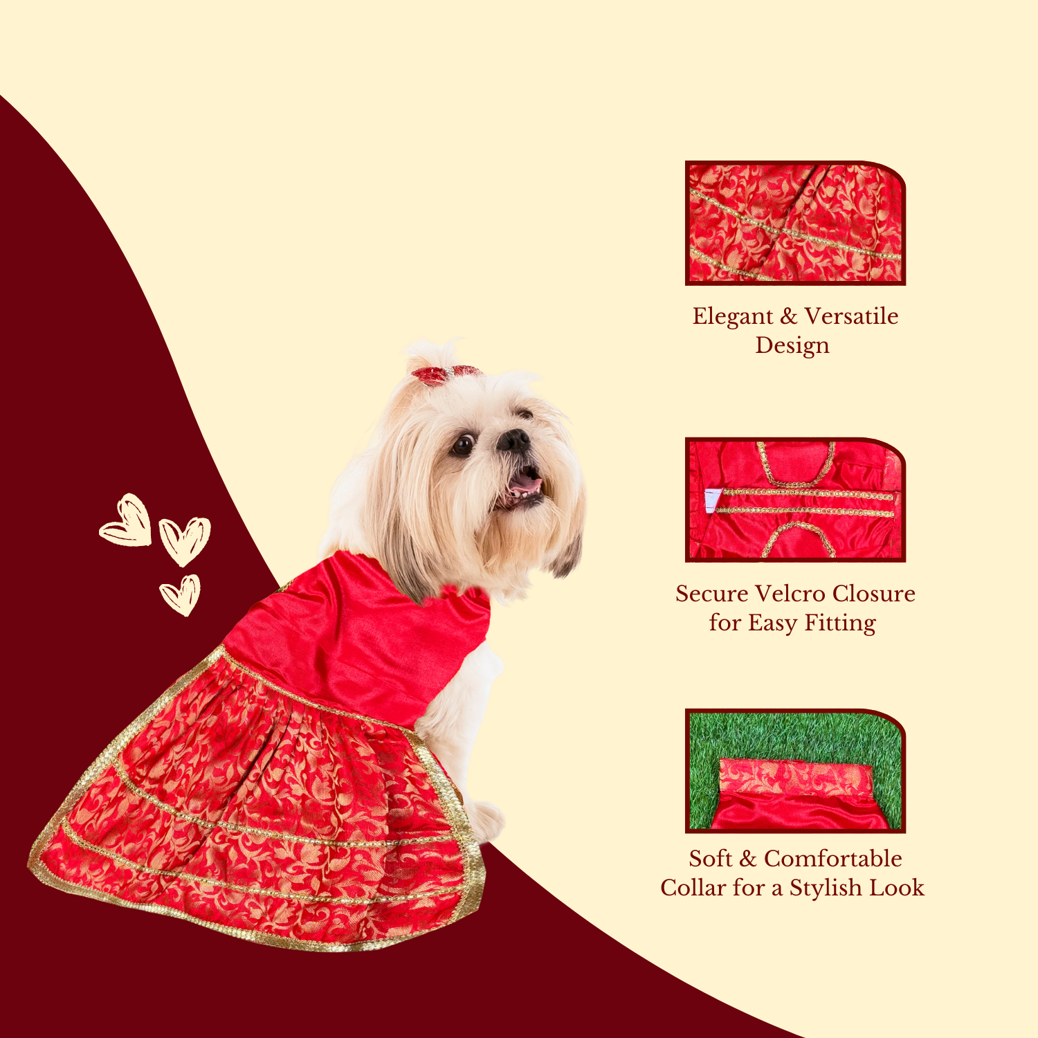 Pets Empire Lehenga Dress for Female  Dogs- Red