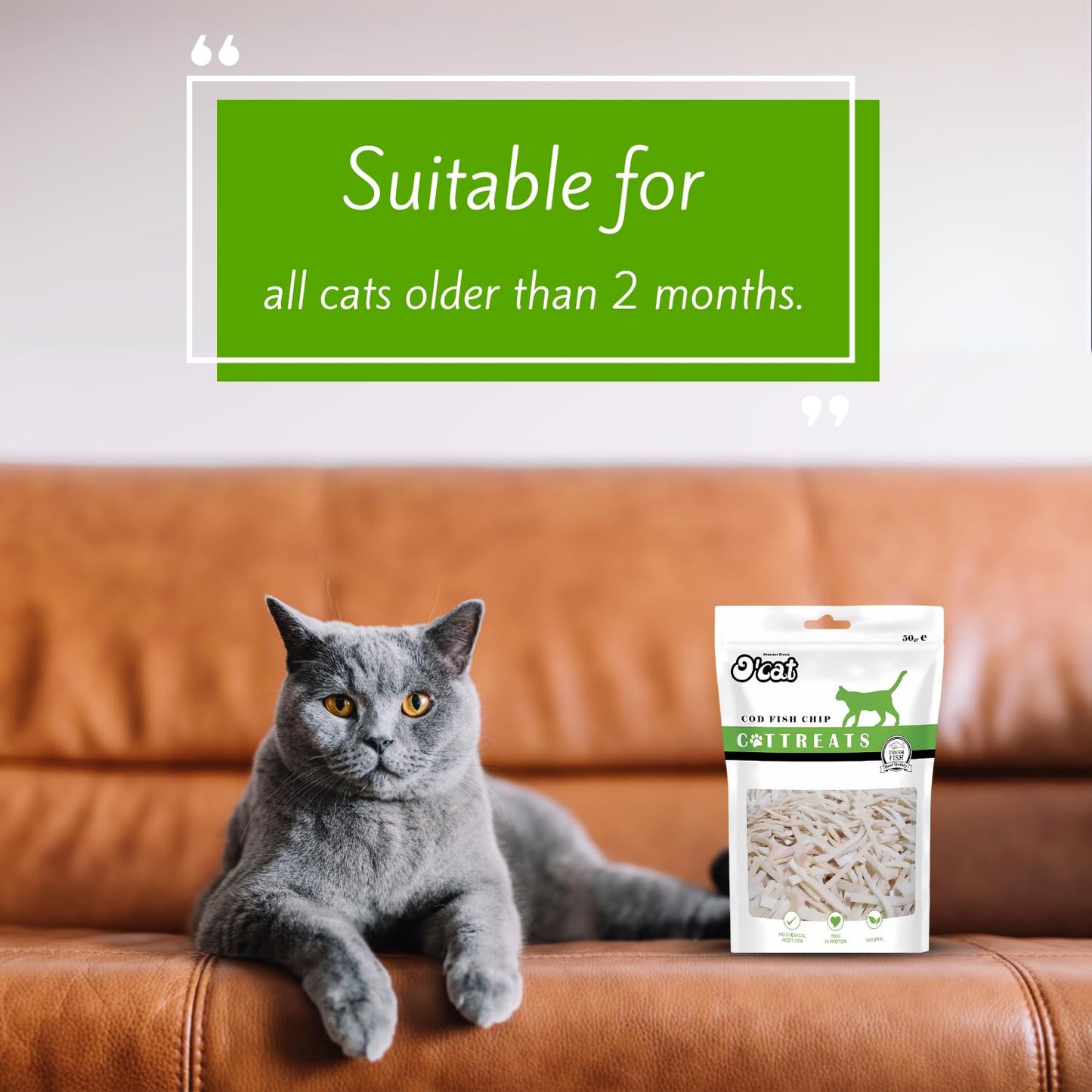 O'cat Dental & Training Cat Treats  (CodFish Chip) Pack of 2 x 50g