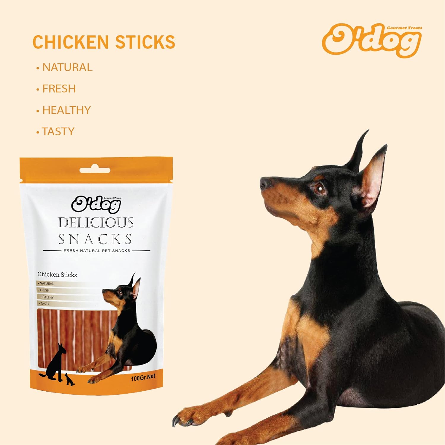 O’Dog Delicious Fresh Natural Chicken Sticks Dog Treats (100g)