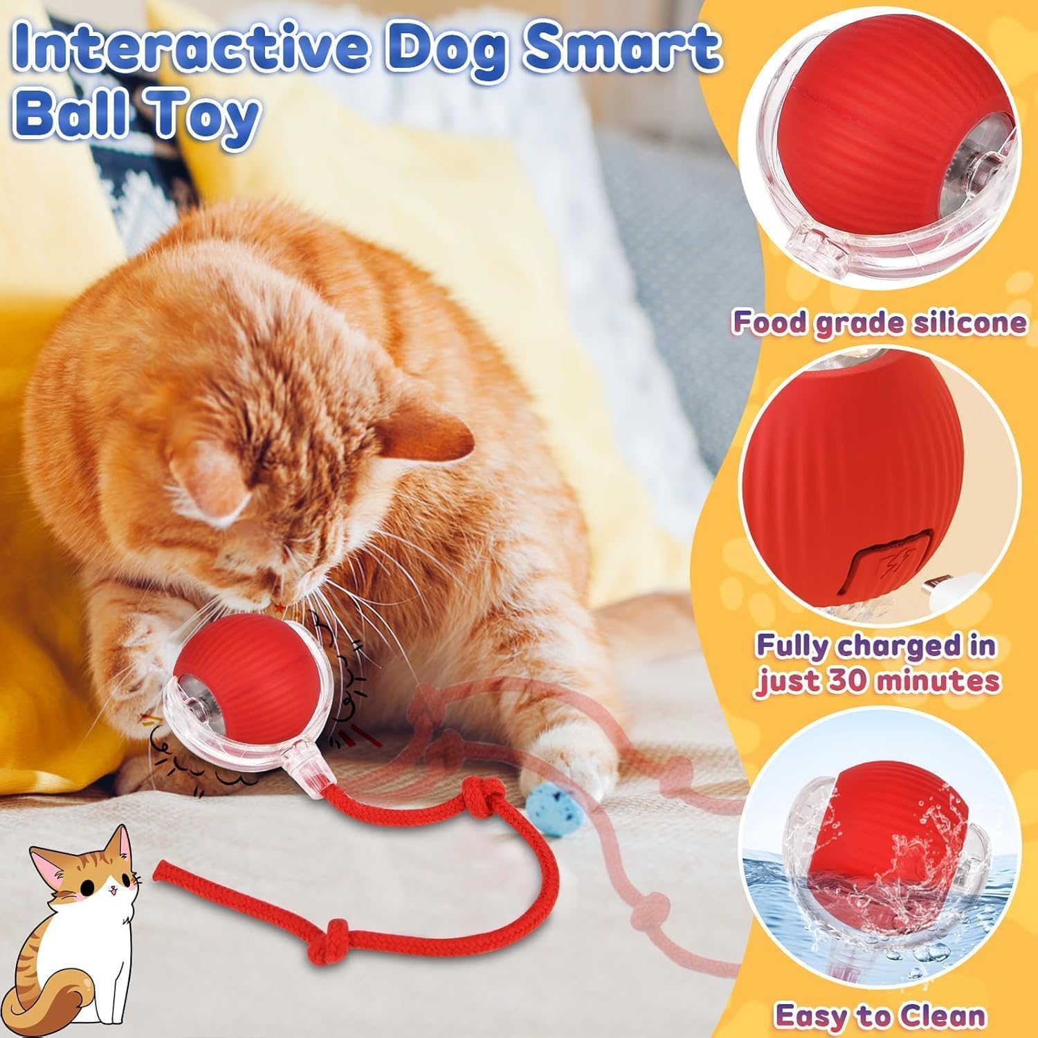 Pets Empire Interactive Smart Self Rolling Ball for Dogs & Cats