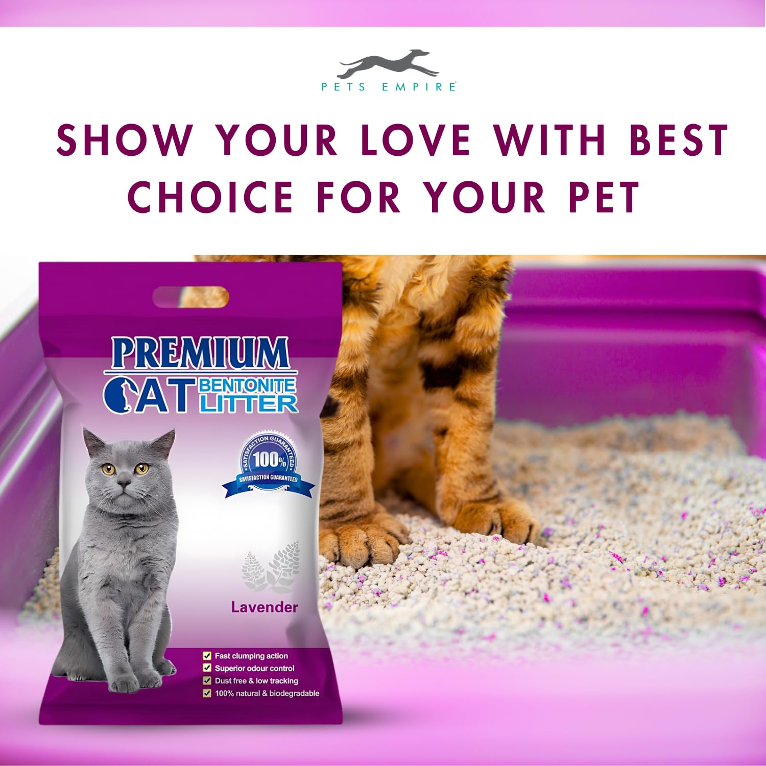 Pets Empire Premium Bentonite Cat Litter Lavender Fragrance (5L/4kg)