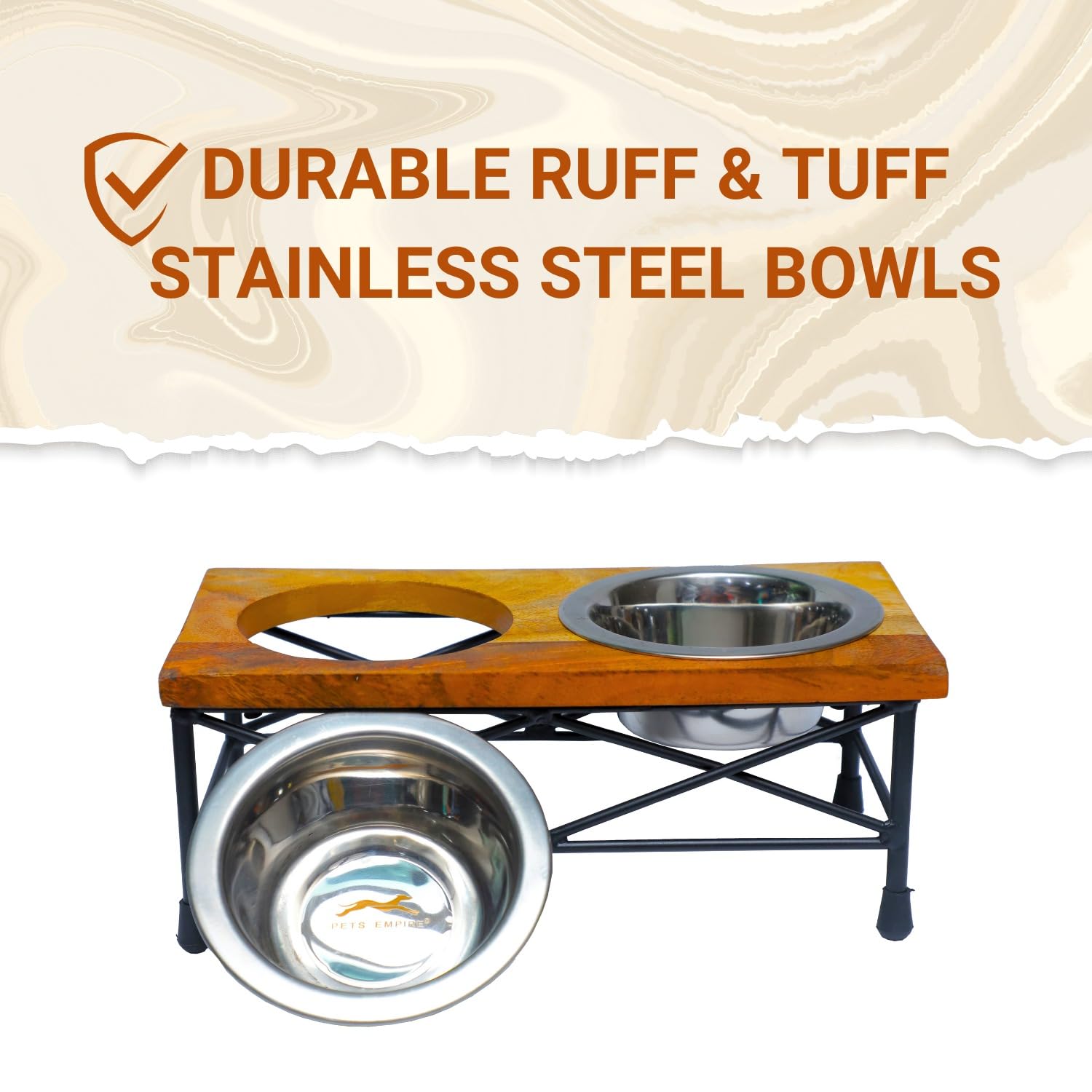 Pets Empire Stainless Steel Bowl with Wooden Stand